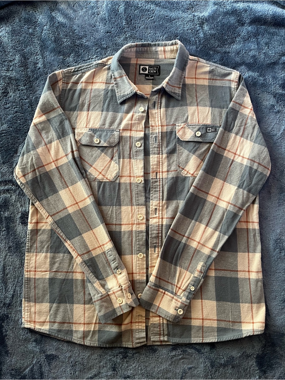 Gorpcore fisherman checked flannel shirt fall autumn size large